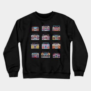 12 Colorful Boomboxes from the 1980s Crewneck Sweatshirt